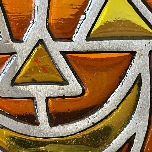 Vintage Jack-O-Lantern Tea Light Holder | Stained Glass & Cast-Iron Halloween - Picture 10 of 10